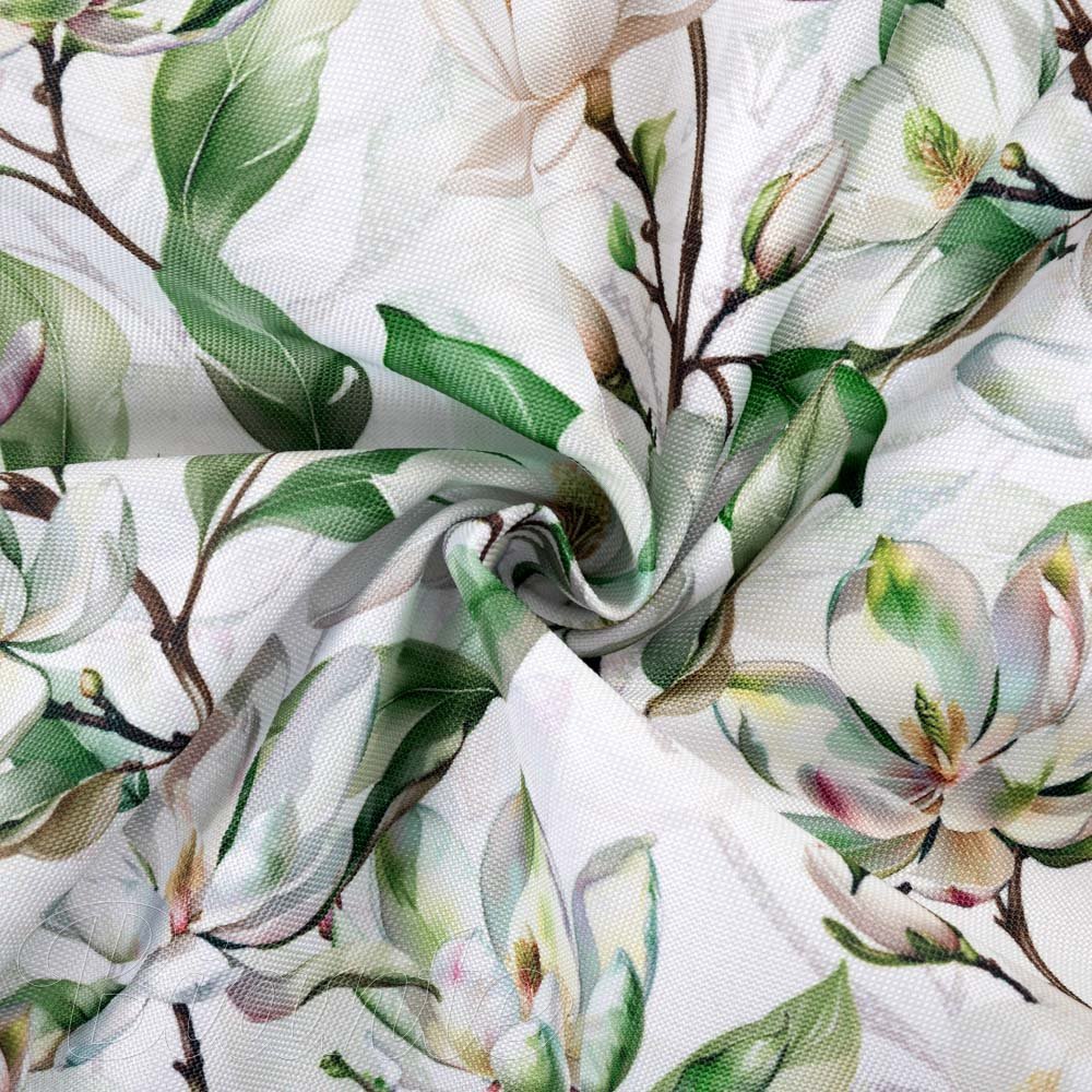 Teflonová látka na ubrusy TF-117 Květy magnolie na bílém - šířka 155 cm - detail 3 - Biante.cz