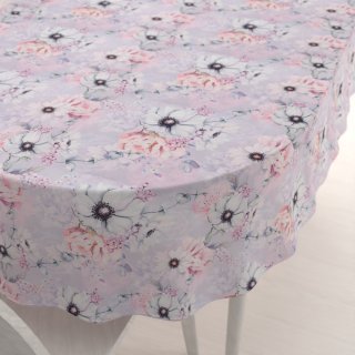 Dekorační oválný ubrus PML-068 Růžové květy na šedofialovém - Biante.cz