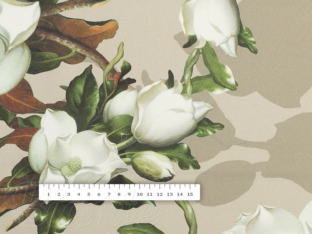 Teflonová látka na ubrusy TF-063 Květy gardénie na hnědobéžovém - šířka 155 cm - detail 6 - Biante.cz Teflonová látka na ubrusy TF-063 Květy gardénie na hnědobéžovém - šířka 155 cm - detail 6 - Biante.cz