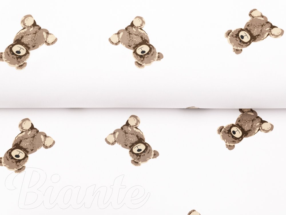 Dětská bavlněná látka/plátno Sandra SA-531 Medvídci na bílém - šířka 160 cm - detail 2 - Biante.cz