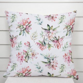 Dekorační povlak na polštář TF-134 Akvarelové květy rododendronu na bílém - Biante.cz