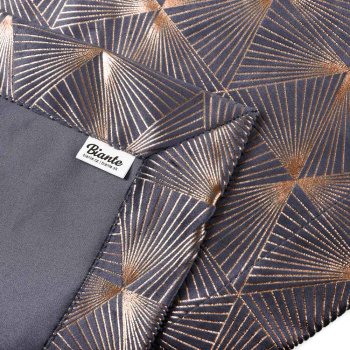 Sametový přehoz/běhoun na postel Isabela IBL-003 Rose Gold trojúhelníky na šedém - detail 1 - Biante.cz