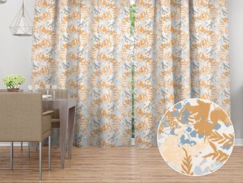 Sametový závěs Tamara TMR-043 Hnědo-modré designové rostliny - Biante.cz