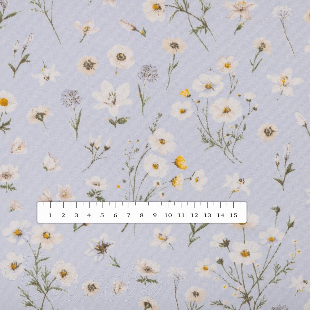 Bavlněná látka/plátno Sandra SA-617 Kopretinky na světle modrém - šířka 160 cm - detail 3 - Biante.cz