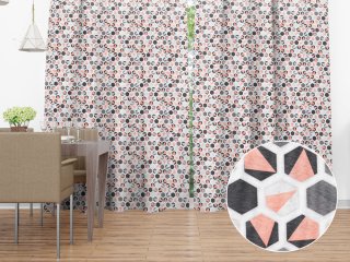 Dekorační závěs na míru Leona LN-031 Lososovo-šedé hexagony - Biante.cz Dekorační závěs na míru Leona LN-031 Lososovo-šedé hexagony - Biante.cz