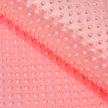 Dětská látka Minky 3D puntíky MKP-036 Korálově růžová - šířka 150 cm