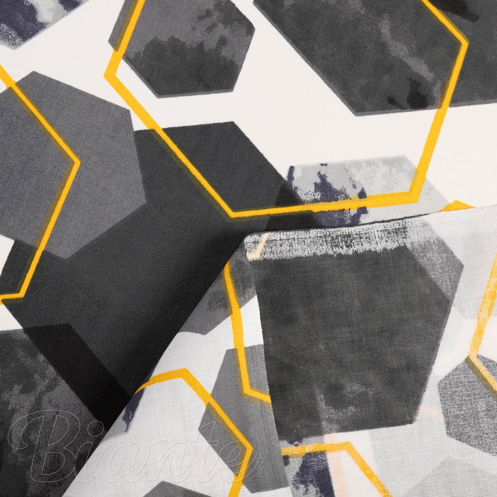 Bavlněná látka/plátno Sandra SA-568 Šedo-modrofialové mramorové hexagony na bílém - šířka 160 cm - detail 4 - Biante.cz