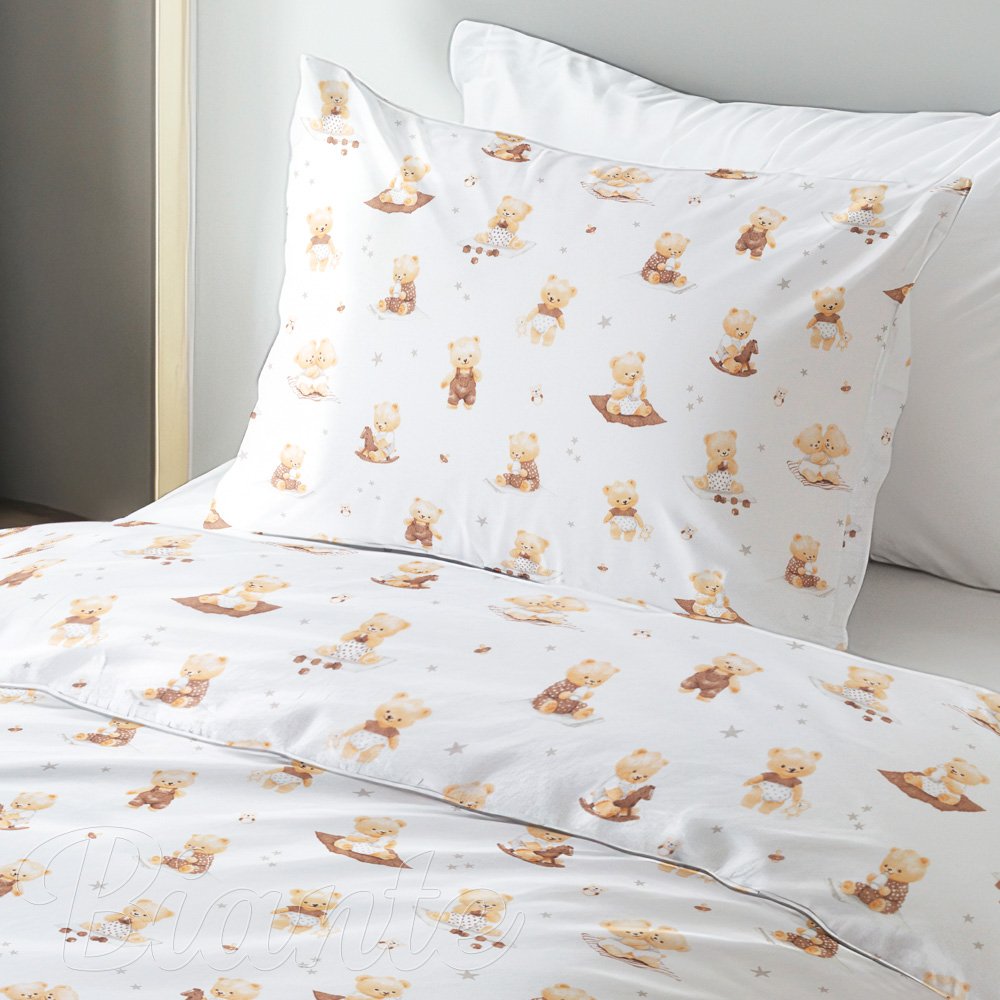 Dětské bavlněné ložní povlečení Sandra SA-732 Medvědí miminka na bílém - detail 1 - Biante.cz