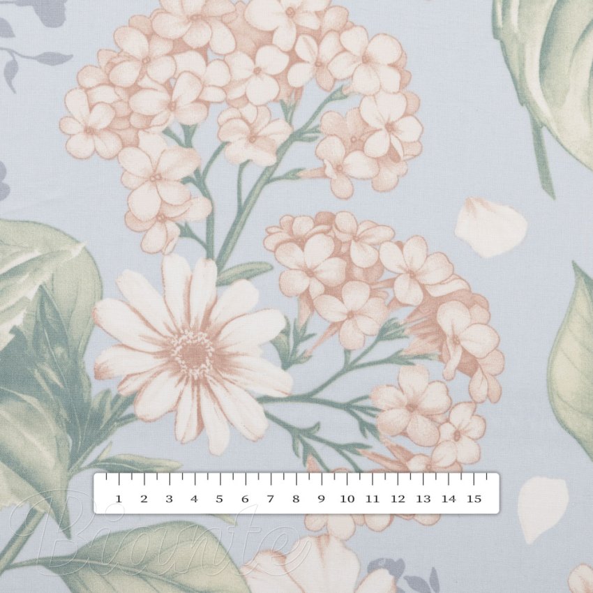 Bavlněná látka/plátno Sandra SA-785 Květy hortenzie na světle modrém - šířka 160 cm - detail 3 - Biante.cz