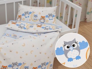 Dětské bavlněné povlečení do postýlky Sandra SA-593 Baby sovy modré - Biante.cz Dětské bavlněné povlečení do postýlky Sandra SA-593 Baby sovy modré - Biante.cz