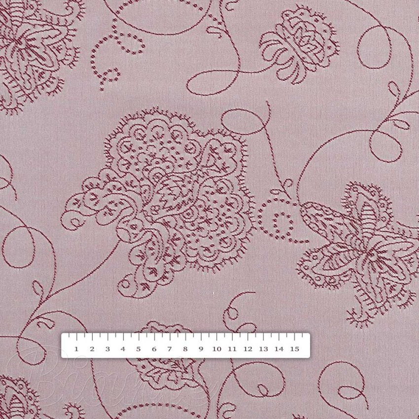 Teflonová látka na ubrusy TF-138 Hnědovínové květované ornamenty na starofialovém - šířka 170 cm - detail 5 - Biante.cz