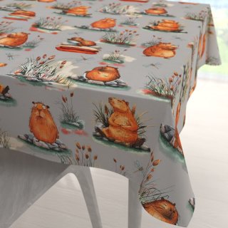 Dětský bavlněný čtvercový ubrus Sandra SA-711 Kapybary na šedém - Biante.cz Dětský bavlněný čtvercový ubrus Sandra SA-711 Kapybary na šedém - Biante.cz