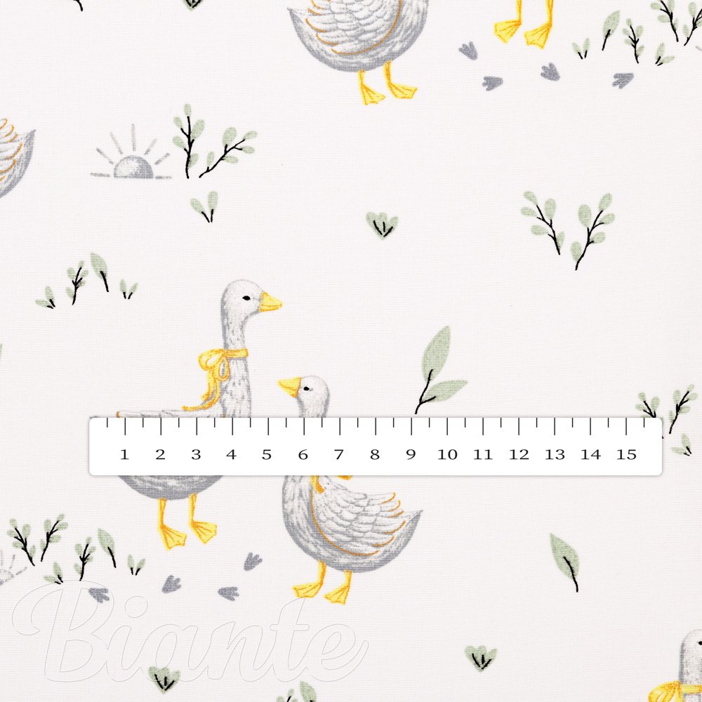 Dětská bavlněná látka/plátno Sandra SA-585 Šedé husičky na bílém - šířka 160 cm - detail 3 - Biante.cz