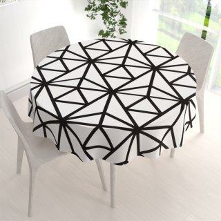 Bavlněný kulatý ubrus Sandra SA-577 Černé geometrické vzory na bílém - detail 1 - Biante.cz Bavlněný kulatý ubrus Sandra SA-577 Černé geometrické vzory na bílém - detail 1 - Biante.cz