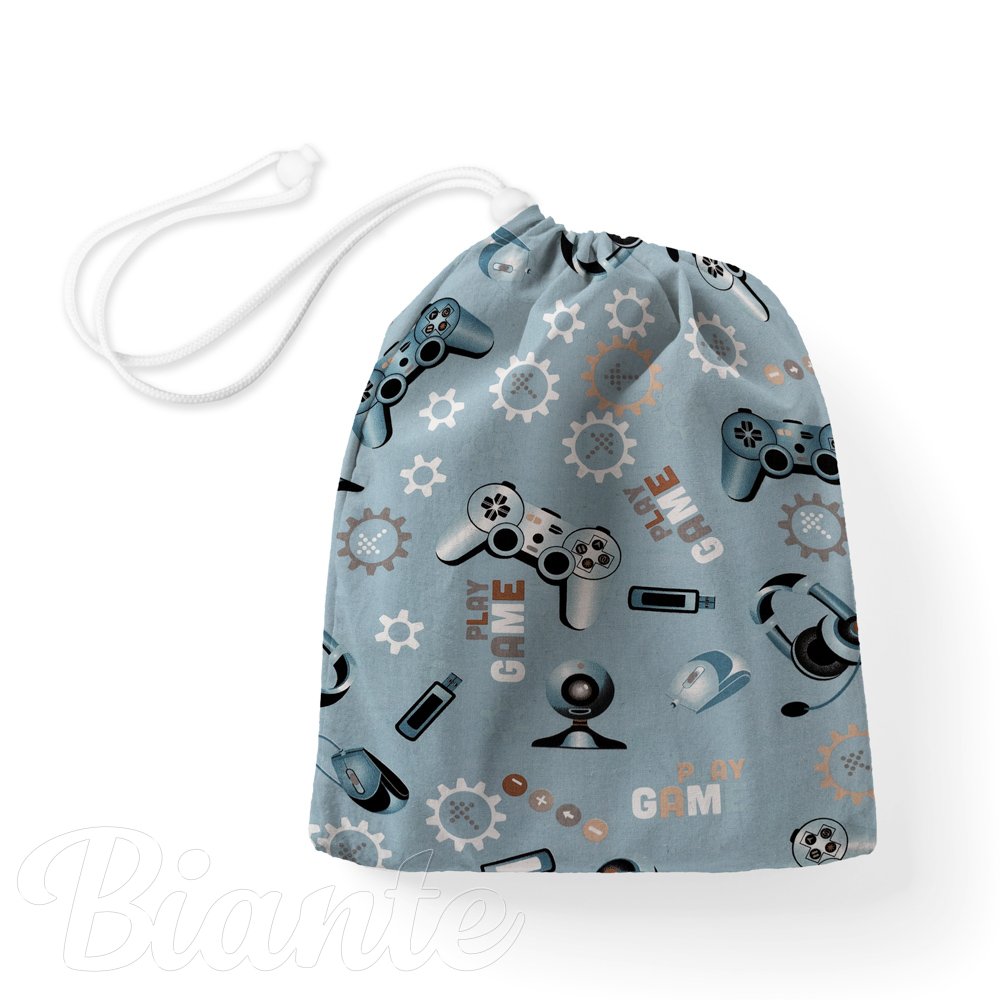 Bavlněný pytlík/sáček na přezůvky Sandra SA-588 Play Game na modrém - Biante.cz