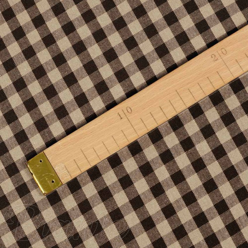 Bavlnená látka Olivia OL-019 Hnedo-béžová kocka malá - šírka 150 cm - detail 5 - Biante.sk