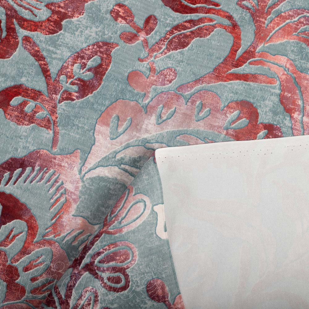 Sametová látka Tamara TMR-054 Abstraktní vínové květy na šedozeleném - šířka 150 cm - detail 6 - Biante.cz