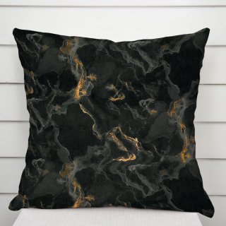 Sametový povlak na polštář Isabela IBL-021 Zlatý/kouřový mramor na černém - Biante.cz