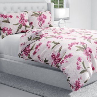 Bavlněné ložní povlečení Sandra SA-635 Růžovofialové orchideje na bílém - detail 1 - Biante.cz Bavlněné ložní povlečení Sandra SA-635 Růžovofialové orchideje na bílém - detail 1 - Biante.cz