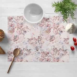 Dekorační prostírání na stůl Rongo RGP-501 Růžovo-fialkové květy na bílém - Biante.cz