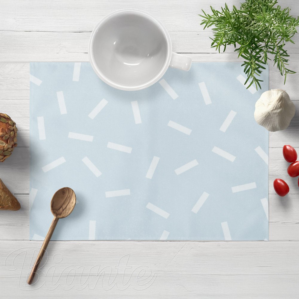 Dekorační prostírání na stůl PM-063 Konfety na pastelově modrošedém - Biante.cz