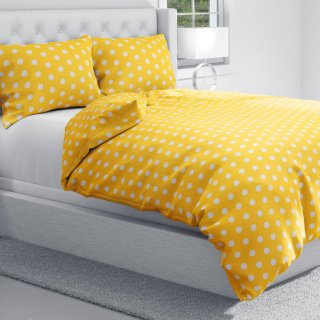 Bavlněné ložní povlečení Sandra SA-598 Bílé puntíky na žlutém - detail 1 - Biante.cz Bavlněné ložní povlečení Sandra SA-598 Bílé puntíky na žlutém - detail 1 - Biante.cz