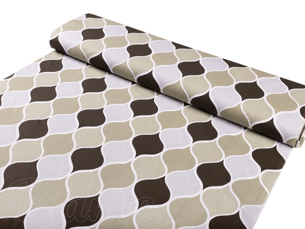 Bavlněná látka/plátno Sandra SA-303 Hnědo šedé designové vlny - šířka 220 cm - detail 1 - Biante.cz