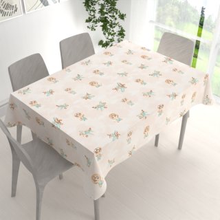 Dětský bavlněný obdélníkový ubrus Sandra SA-686 Lvíčata s letadýlky na světle béžovém - detail 1 - Biante.cz