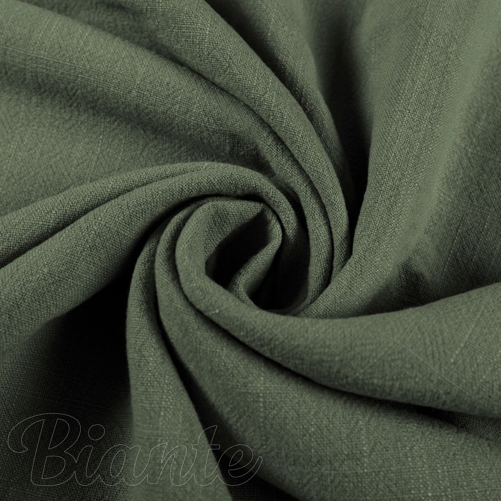 Ľanová látka LEN-020 Khaki zelená - metráž šírka 140 cm - Biante.sk
