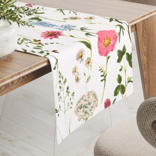 Bavlněný běhoun na stůl Sandra SA-667 Velké luční kvítí na bílém - Biante.cz Bavlněný běhoun na stůl Sandra SA-667 Velké luční kvítí na bílém - Biante.cz
