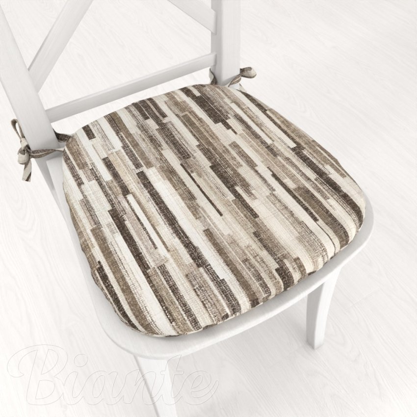Oblý podsedák Leona LN-176 Hnědo-béžové proužky - 39x37x3 cm - Biante.cz