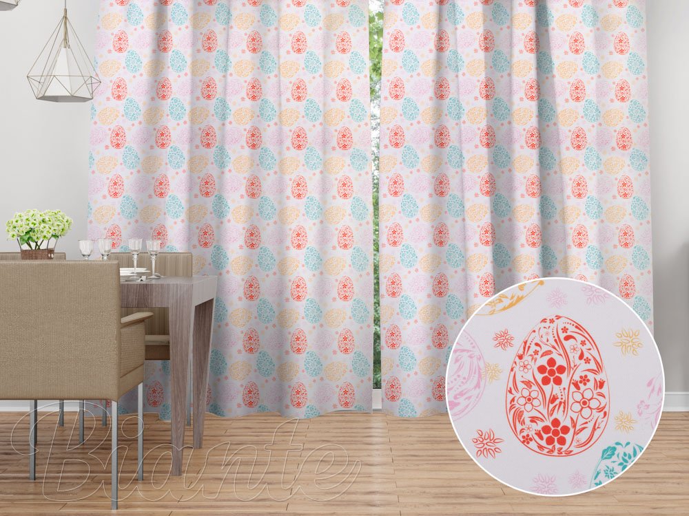 Dekorační závěs TF-106 Barevné kraslice na bílém - Biante.cz