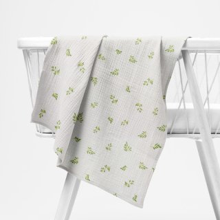 Mušelínová plena/dečka Nature MSN-081 Zelené větvičky na bílém - Biante.cz