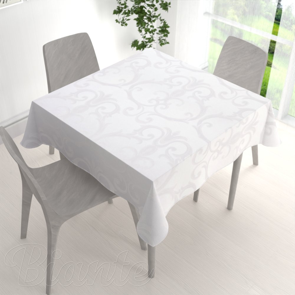 Velký dekorační čtvercový ubrus Monako PM-125 Velký zámecký vzor bílý - detail 1 - Biante.cz