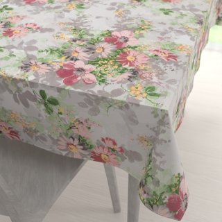 Bavlnený obdĺžnikový obrus Sandra SA-704 Maľované ružovo-červené kvety na sivom - Biante.sk Bavlnený obdĺžnikový obrus Sandra SA-704 Maľované ružovo-červené kvety na sivom - Biante.sk