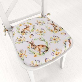 Teflonový oblý podsedák TF-107 Zajíčci na bílém - 39x37x3 cm - Biante.cz