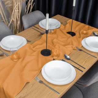 Mušelínový běhoun na stůl MSN-001 Hořčicově oranžový - detail 1 - Biante.cz Mušelínový běhoun na stůl MSN-001 Hořčicově oranžový - detail 1 - Biante.cz
