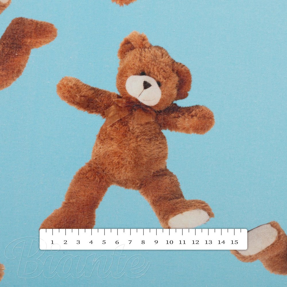 Dětská bavlněná látka/plátno Sandra SA-724 Plyšoví medvídci na modrém - šířka 150 cm - detail 3 - Biante.cz