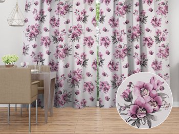 Bavlněný závěs Sandra SA-623 Lila orchideje na bílém - Biante.cz Bavlněný závěs Sandra SA-623 Lila orchideje na bílém - Biante.cz