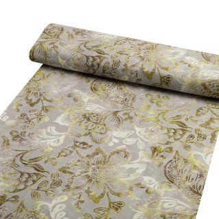 Sametová látka Tamara TMR-055 Abstraktní zelené květy na zelenošedém - šířka 150 cm - detail 1 - Biante.cz