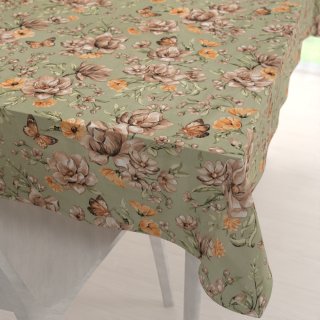 Bavlněný obdélníkový ubrus Sandra SA-472 Hnědé květy magnolie na zeleném - Biante.cz Bavlněný obdélníkový ubrus Sandra SA-472 Hnědé květy magnolie na zeleném - Biante.cz
