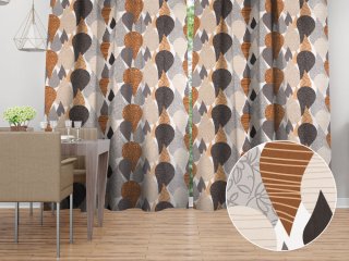 Bavlněný závěs na míru Sandra SA-507 Hnědo-šedé kapky s ornamenty - Biante.cz Bavlněný závěs na míru Sandra SA-507 Hnědo-šedé kapky s ornamenty - Biante.cz