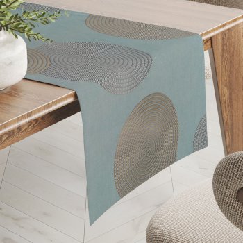 Sametový běhoun na stůl Tamara TMR-058 Designové kruhy na modrošedém - Biante.cz Sametový běhoun na stůl Tamara TMR-058 Designové kruhy na modrošedém - Biante.cz