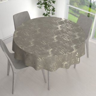 Veľký zamatový okrúhly obrus Isabela IBL-019 Zlatý/dymový mramor na sivobéžovom - detail 1 - Biante.sk