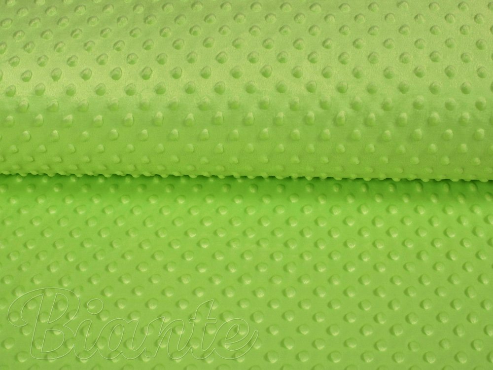 Dětská látka Minky 3D puntíky MKP-007 Hráškově zelená - šířka 150 cm - detail 4 - Biante.cz