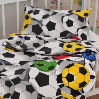 Dětské bavlněné povlečení do postýlky Sandra SA-580 Barevné a šedé kopačáky - Biante.cz