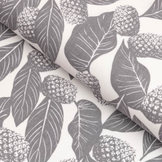 Bavlněná látka/plátno Sandra SA-511 Šedé ananasy na bílém - šířka 160 cm - Biante.cz