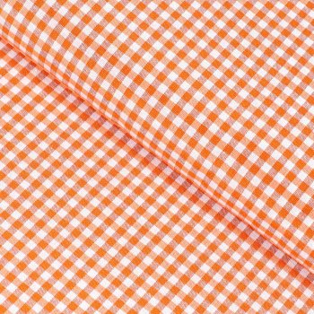 Dekorační látka Rebeka RE-006 Oranžovo-bílá kostka malá - šířka 140 cm