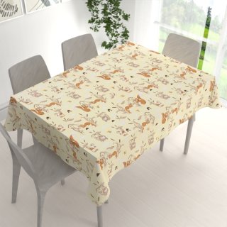 Detský bavlnený obdĺžnikový obrus Sandra SA-700 Veveričky a ježkovia na svetlo vanilkovom - detail 1 - Biante.sk Detský bavlnený obdĺžnikový obrus Sandra SA-700 Veveričky a ježkovia na svetlo vanilkovom - detail 1 - Biante.sk