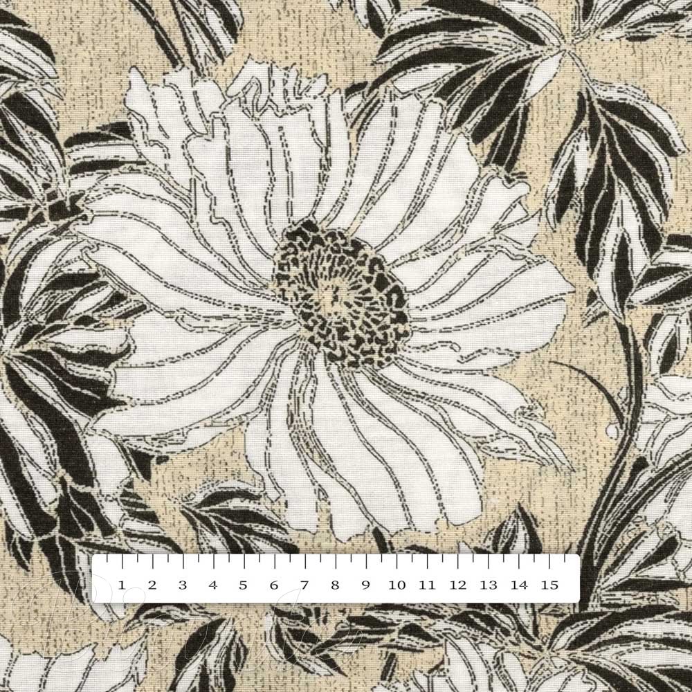 Dekorační látka PML-089 Bílé květy na béžovém - šířka 150 cm - detail 4 - Biante.cz